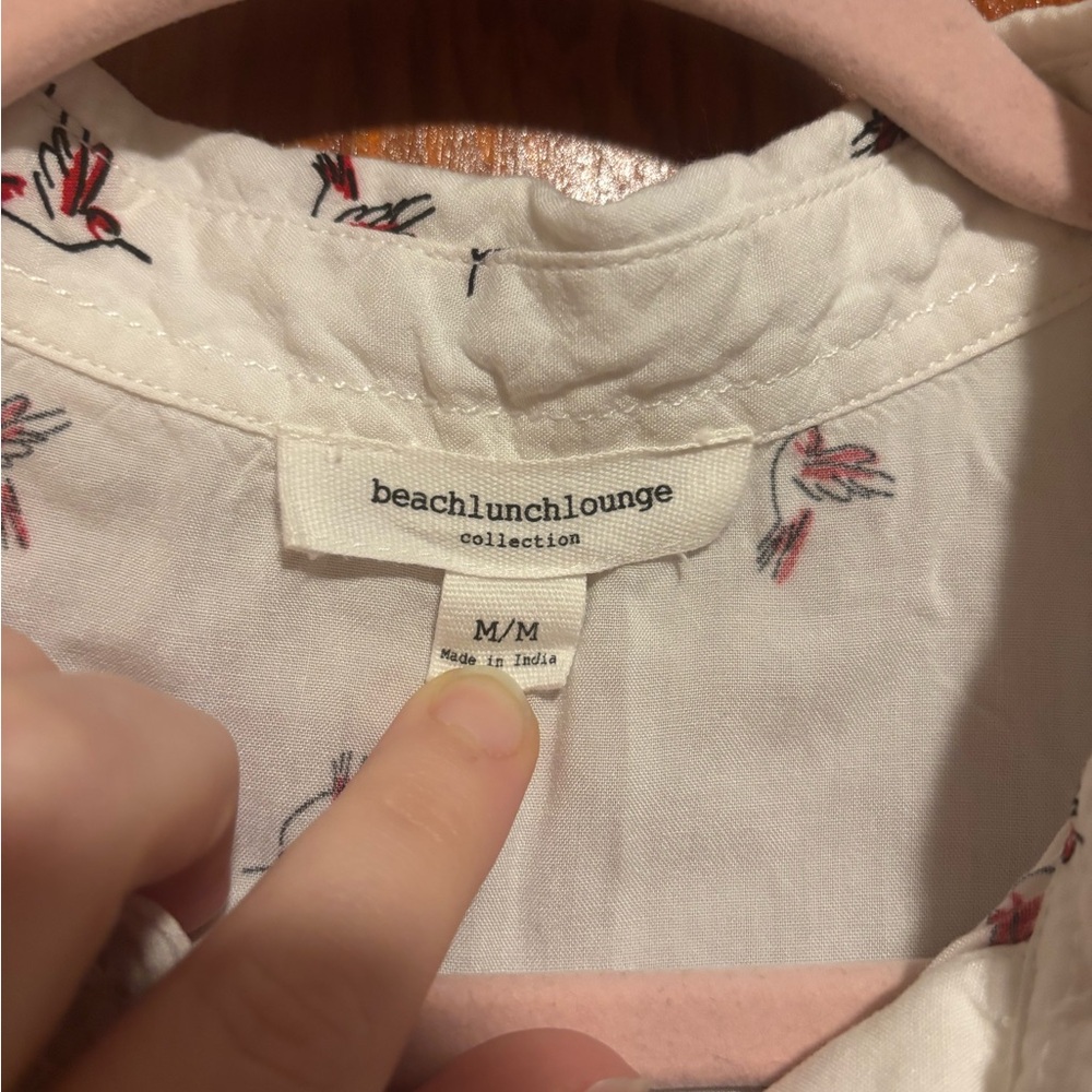 BEACHLUNCHLOUNGE White Sleeveless Button-Down Hummingbird Womens Top Size Med - Picture 2 of 4